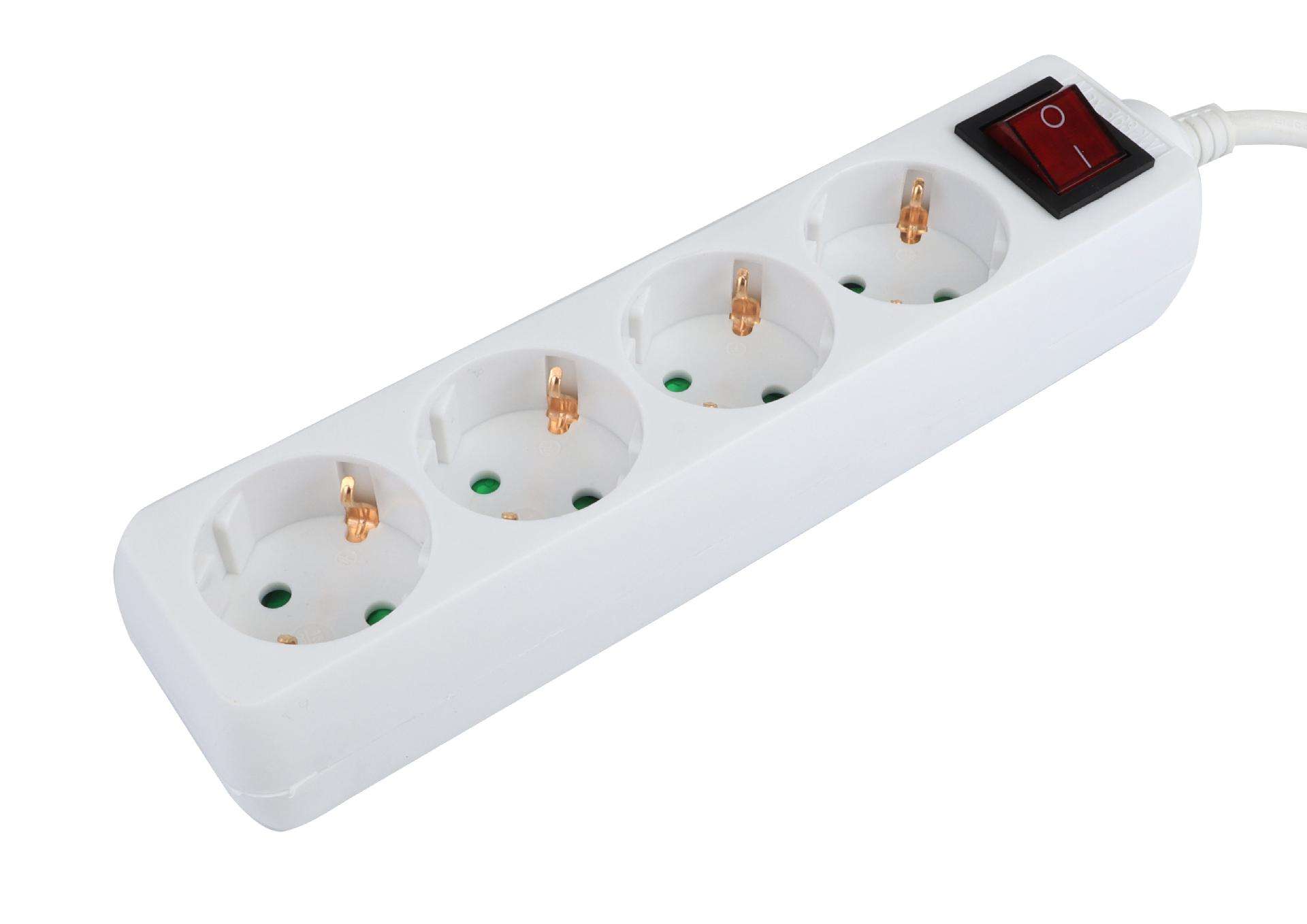 Extensão Elétrica, com Interruptor, Branca, 4 Tomadas, 1.5m, 3G x 1.5mm² refª 89347 MADER