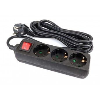 Extenso Eltrica, com Interruptor, Preta, 3 Tomadas, 3m, 3G x 1.5mm ref 89346 MADER