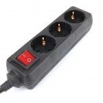 Extensão Elétrica, com Interruptor, Preta, 3 Tomadas, 1.5m, 3G x 1.5mm² refª 89344 MADER Extensão Elétrica, com Interruptor, Preta, 3 Tomadas, 1.5m, 3G x 1.5mm² refª 89344 MADER