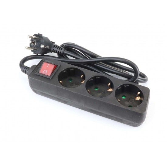 Extensão Elétrica, com Interruptor, Preta, 3 Tomadas, 1.5m, 3G x 1.5mm² refª 89344 MADER Extensão Elétrica, com Interruptor, Preta, 3 Tomadas, 1.5m, 3G x 1.5mm² refª 89344 MADER