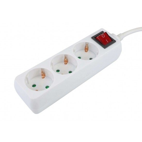 Extensão Elétrica, com Interruptor, Branca, 3 Tomadas, 1.5m, 3G x 1.5mm² refª 89343 MADER Extensão Elétrica, com Interruptor, Branca, 3 Tomadas, 1.5m, 3G x 1.5mm² refª 89343 MADER