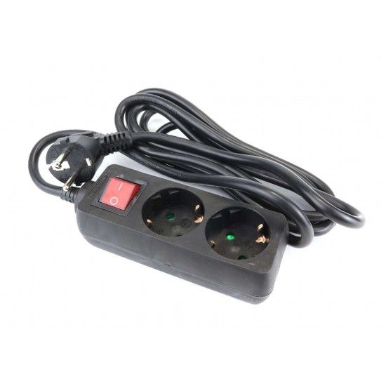 Extensão Elétrica, com Interruptor, Preta, 2 Tomadas, 3m, 3G x 1.5mm² refª 89342 MADER Extensão Elétrica, com Interruptor, Preta, 2 Tomadas, 3m, 3G x 1.5mm² refª 89342 MADER