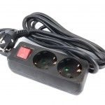 Extensão Elétrica, com Interruptor, Preta, 2 Tomadas, 3m, 3G x 1.5mm² refª 89342 MADER Extensão Elétrica, com Interruptor, Preta, 2 Tomadas, 3m, 3G x 1.5mm² refª 89342 MADER