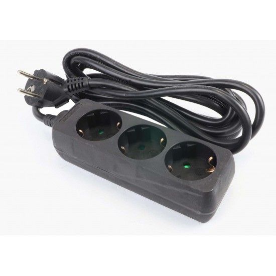 Extensão Elétrica, Preta, 3 Tomadas, 3m, 3G x 1.5mm² refª 89334 MADER Extensão Elétrica, Preta, 3 Tomadas, 3m, 3G x 1.5mm² refª 89334 MADER