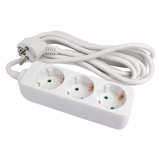 Extensão Elétrica, Branca, 3 Tomadas, 3m, 3G x 1.5mm² refª 89333 MADER Extensão Elétrica, Branca, 3 Tomadas, 3m, 3G x 1.5mm² refª 89333 MADER