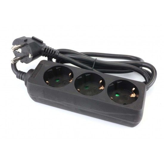 Extensão Elétrica, Preta, 3 Tomadas, 1.5m, 3G x 1.5mm² refª 89332 MADER Extensão Elétrica, Preta, 3 Tomadas, 1.5m, 3G x 1.5mm² refª 89332 MADER