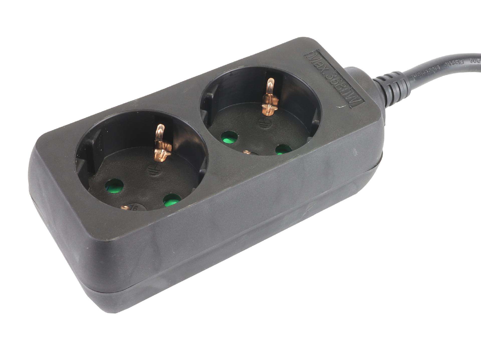 Extensão Elétrica, Preta, 2 Tomadas, 1.5m, 3G x 1.5mm² refª 89328 MADER