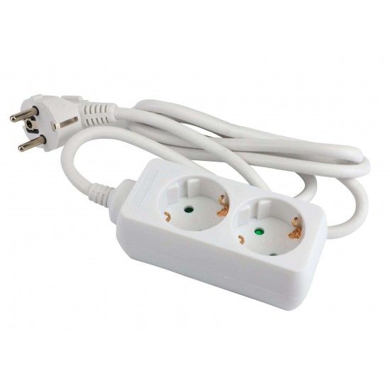 Extensão Elétrica, Branca, 2 Tomadas, 3m, 3G x 1.5mm² refª 89329 MADER Extensão Elétrica, Branca, 2 Tomadas, 3m, 3G x 1.5mm² refª 89329 MADER