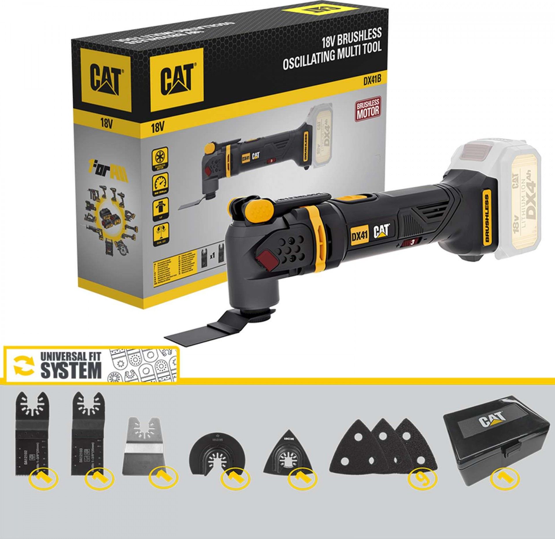 Multifunções Oscilante 18V SDS com 14 acessórios s/bateria refª DX41B CAT