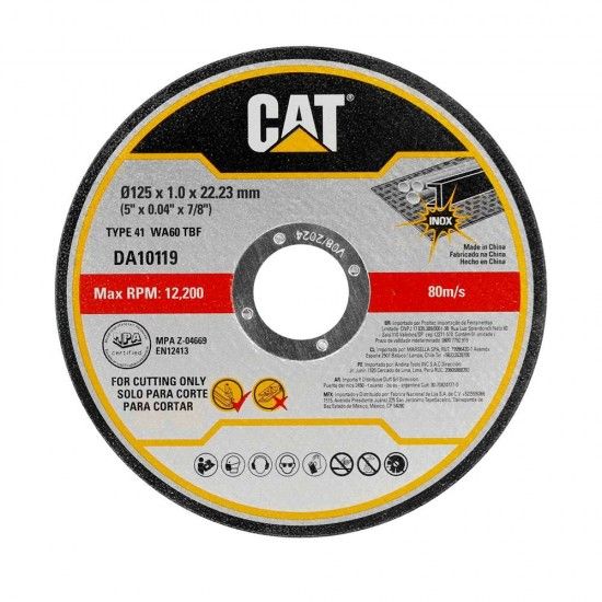 Disco Abrasivo e Corte 125 - Metal & Inox (Pack 10)  ref DA10119 CAT