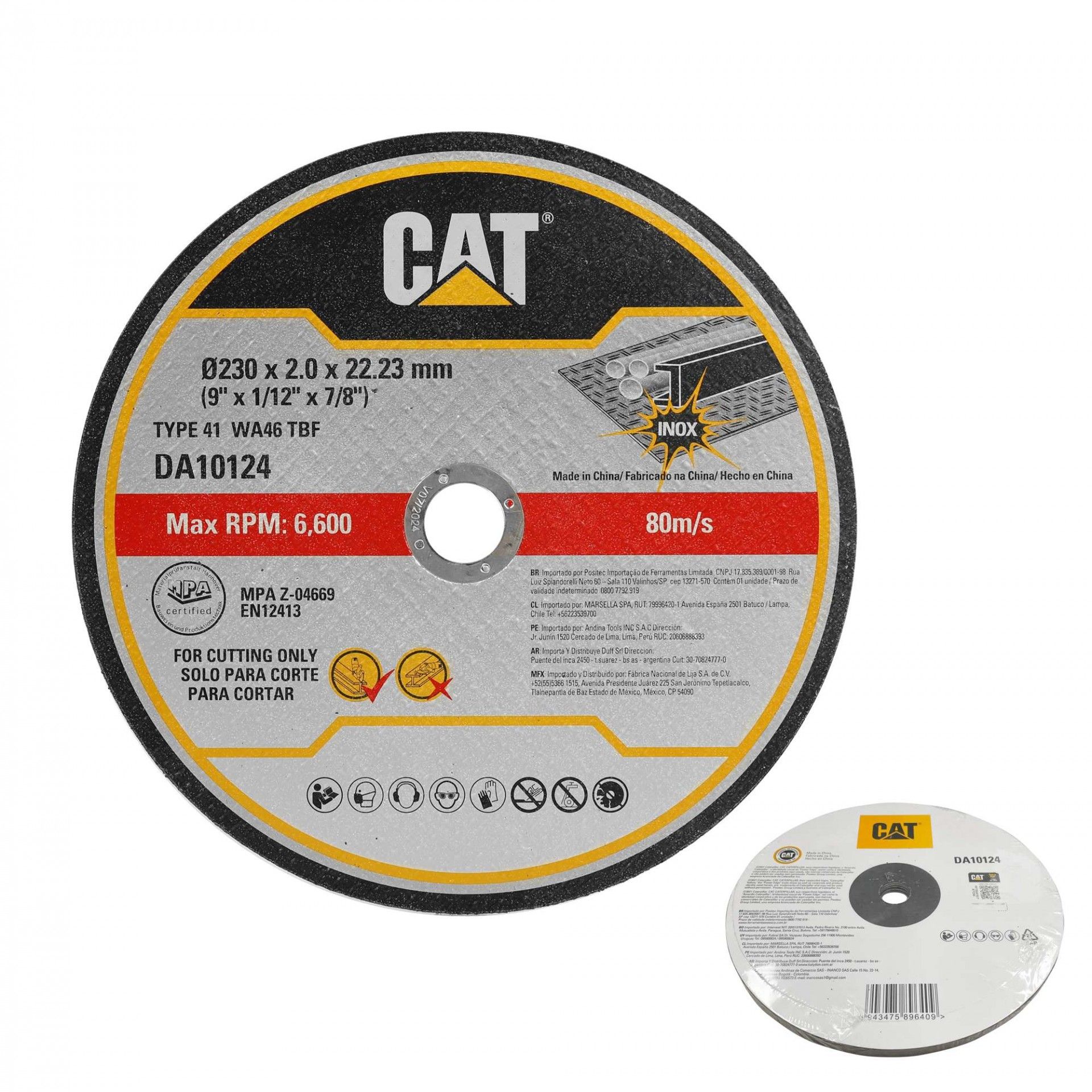 Disco Abrasivo e Corte 230 - Metal (Pack 5) refª DA10124 CAT