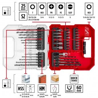 Jogo Bits e brocas 40p ref 109053 Einhell