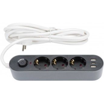 Extenso eltrica com interrruptor 3 tomadas + 3 USB GS03KU 3G1,5mm2 3,0m ref 065.0061 MACFER