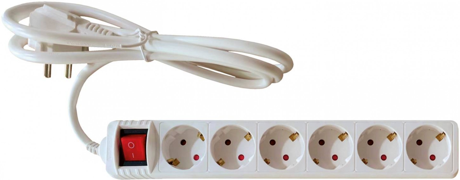 Extensão elétrica com interruptor 6 tomadas YL-2120 3G1,5mm2 3,0m refª 065.0058 MACFER