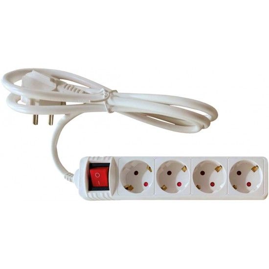 Extensão elétrica com interruptor 4 tomadas YL-2118 3G1,5mm2 1,5m refª 065.0054 MACFER Extensão elétrica com interruptor 4 tomadas YL-2118 3G1,5mm2 1,5m refª 065.0054 MACFER