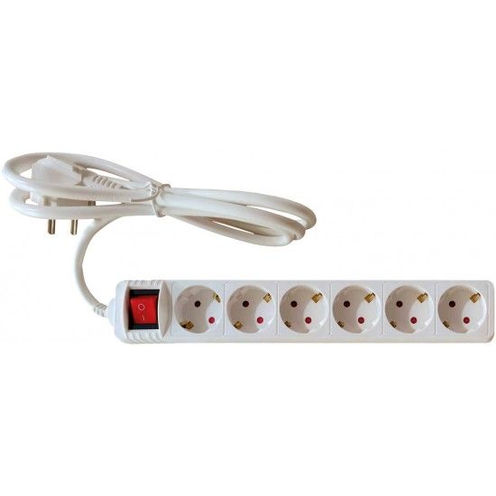 Extens�o el�trica com interruptor 6 tomadas YL-2120 3G1,5mm2 5,0m ref� 065.0059 MACFER