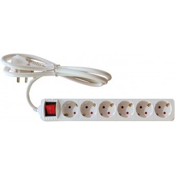 Extensão elétrica com interruptor 6 tomadas YL-2120 3G1,5mm2 5,0m refª 065.0059 MACFER Extensão elétrica com interruptor 6 tomadas YL-2120 3G1,5mm2 5,0m refª 065.0059 MACFER