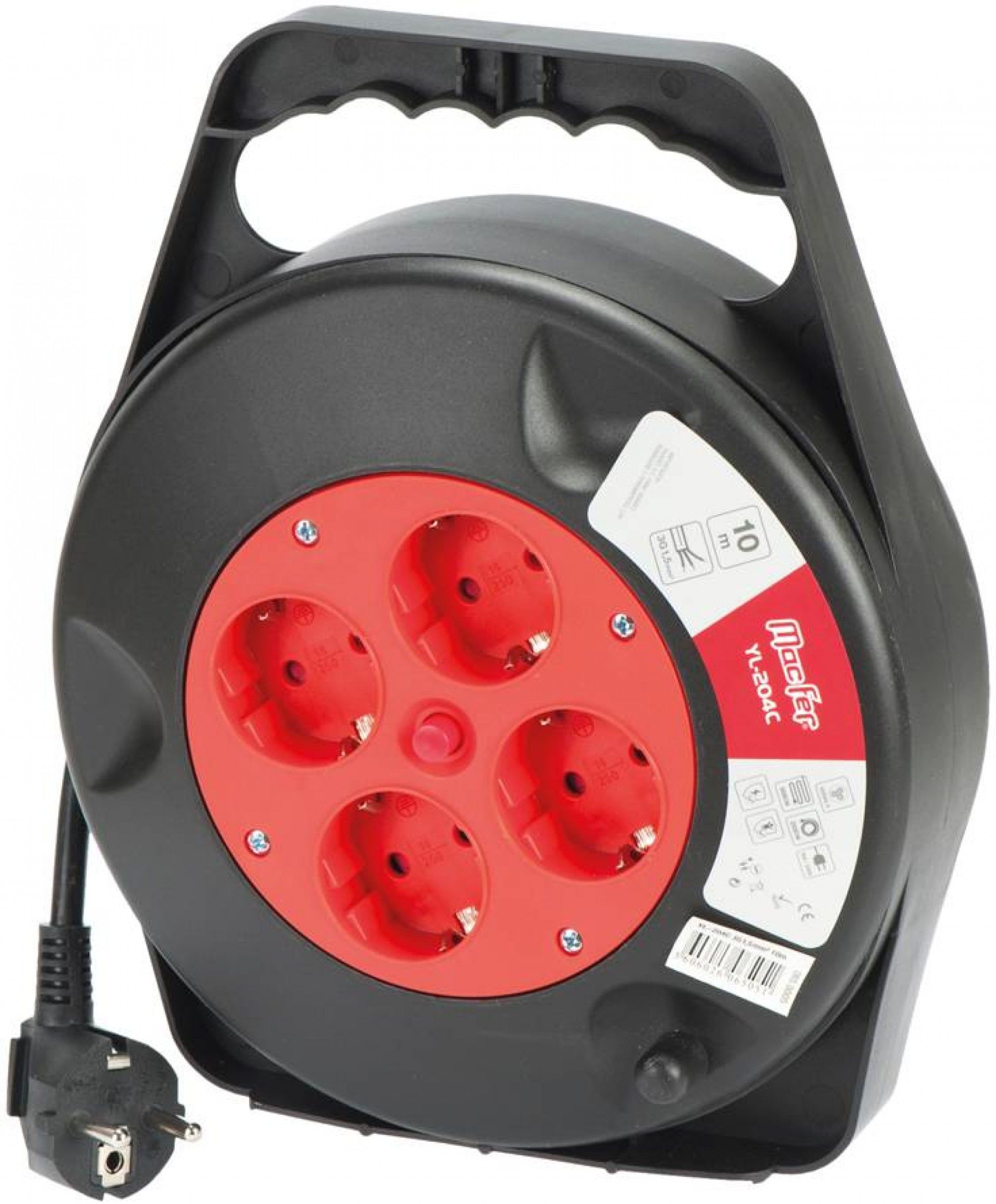 Extensão elétrica com enrolador YL-204C 3G1,5mm2 10m refª 065.0005 MACFER