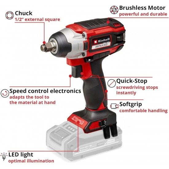 Chave de impacto a bateria IMPAXXO18/230 Brushless-Solo refª 4510080 EINHELL Chave de impacto a bateria IMPAXXO18/230 Brushless-Solo refª 4510080 EINHELL