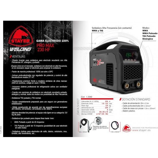 Inverter MMA Pro Max 230 HF K  ref 1.3540 STAYER