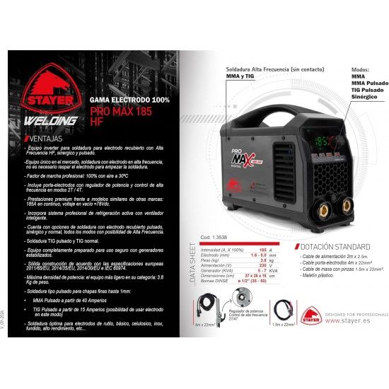 Inverter MMA Pro Max 185 HF K  ref 1.3538 STAYER