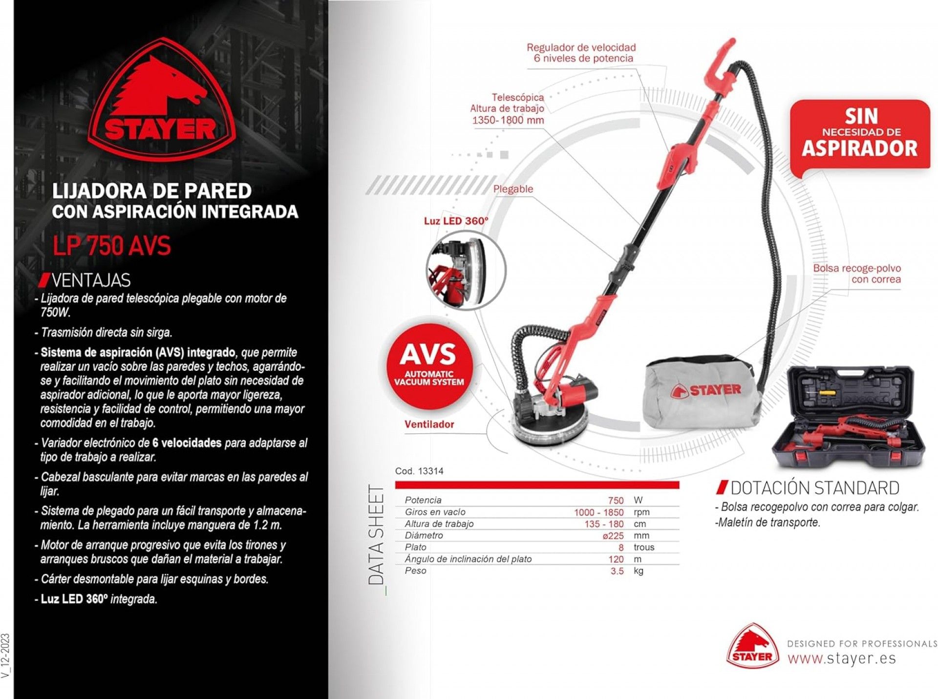 Lixadora paredes e tetos LP 750 AVS K refª 1.3314 STAYER