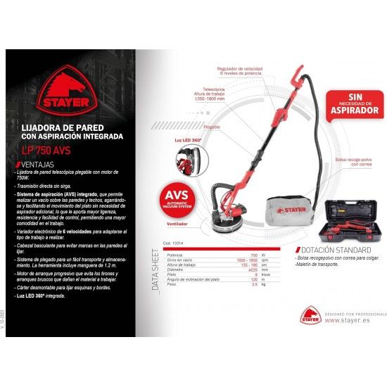 Lixadora paredes e tetos LP 750 AVS K ref 1.3314 STAYER