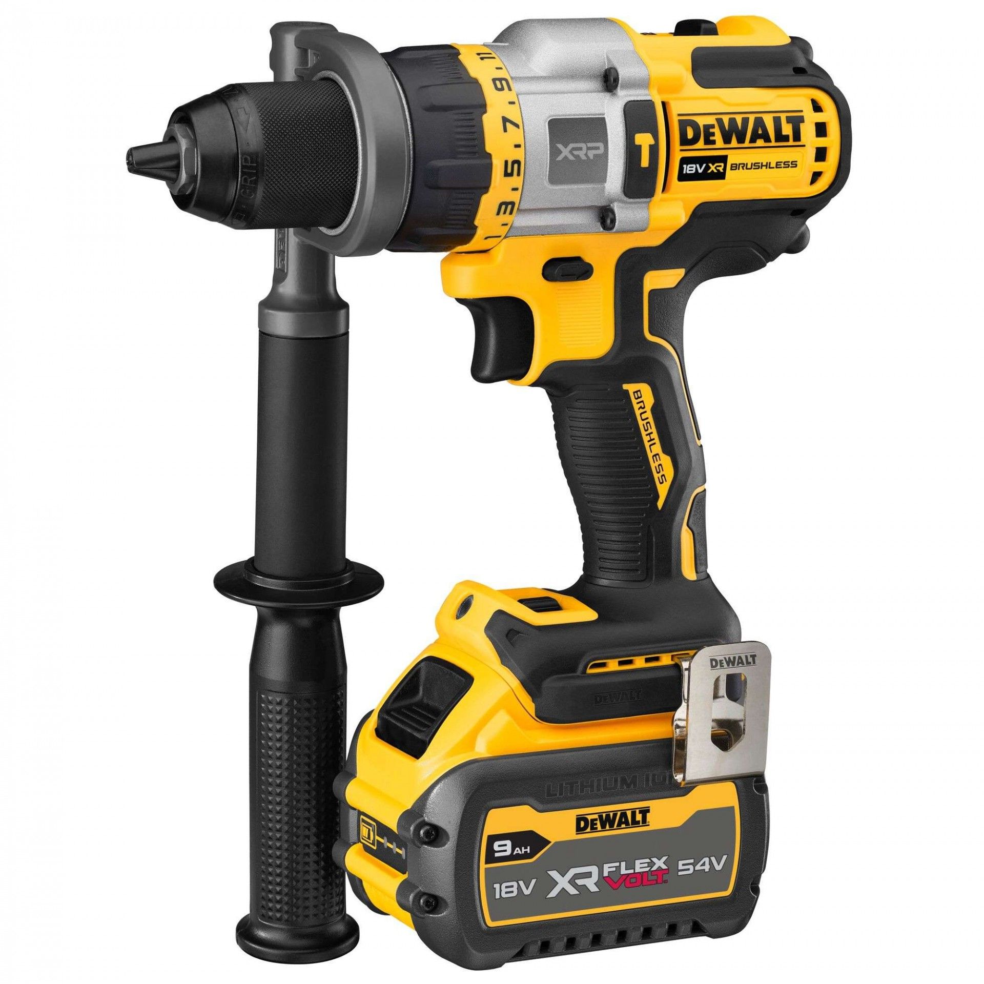 Aparafusadora XR 18V XRP + 1 bateria 9.0Ah Flexvolt 54/18V carregador e mala refª DCD999X1-QW DEWALT