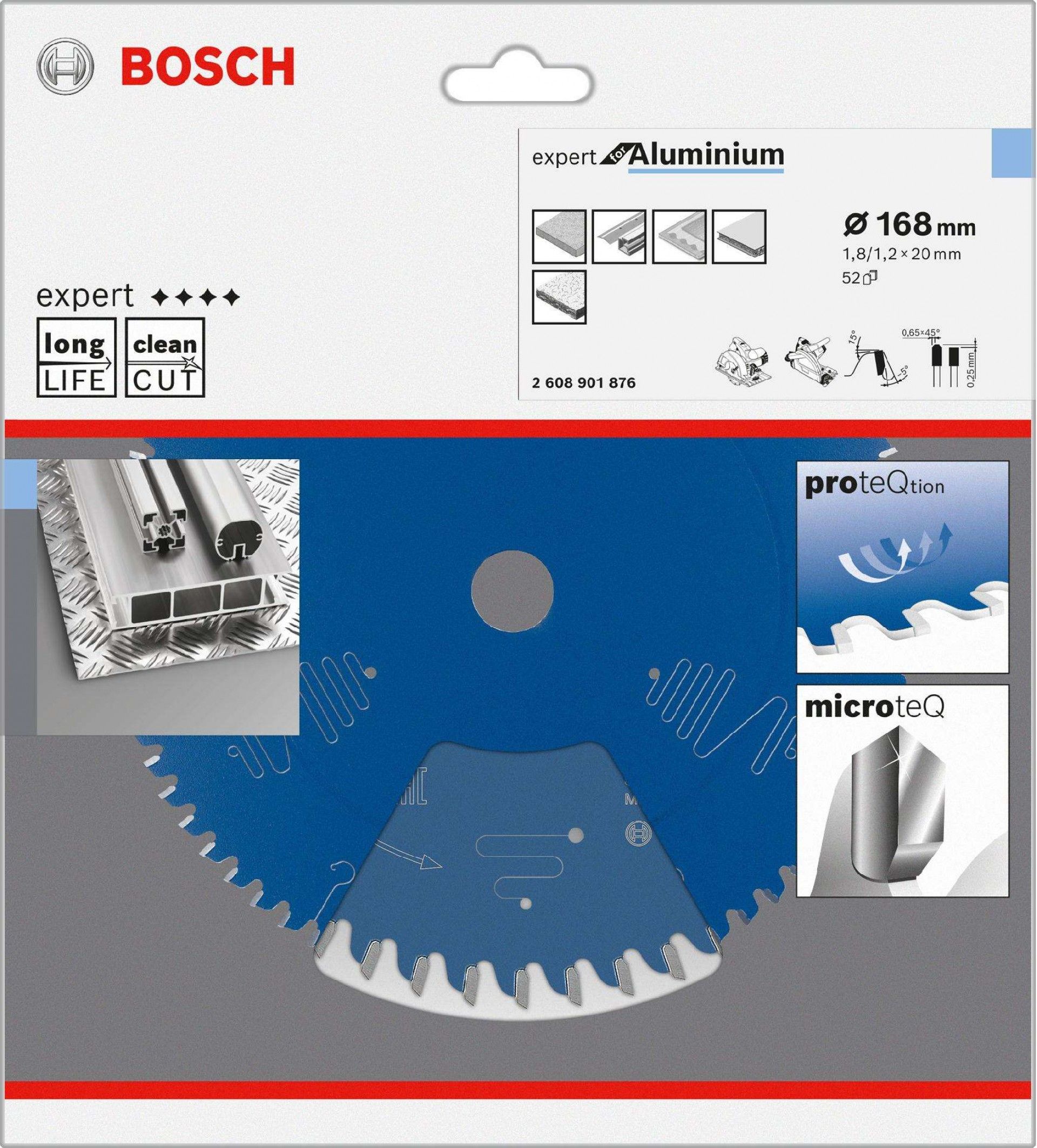 Disco EXPERT Aluminium, 168 x 1,8/1,2 x 20 mm, T52 refª 2608901876 BOSCH
