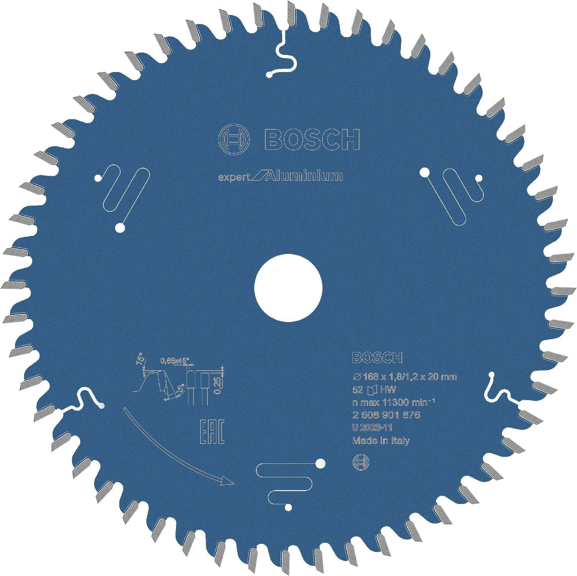 Disco EXPERT Aluminium, 168 x 1,8/1,2 x 20 mm, T52 refª 2608901876 BOSCH