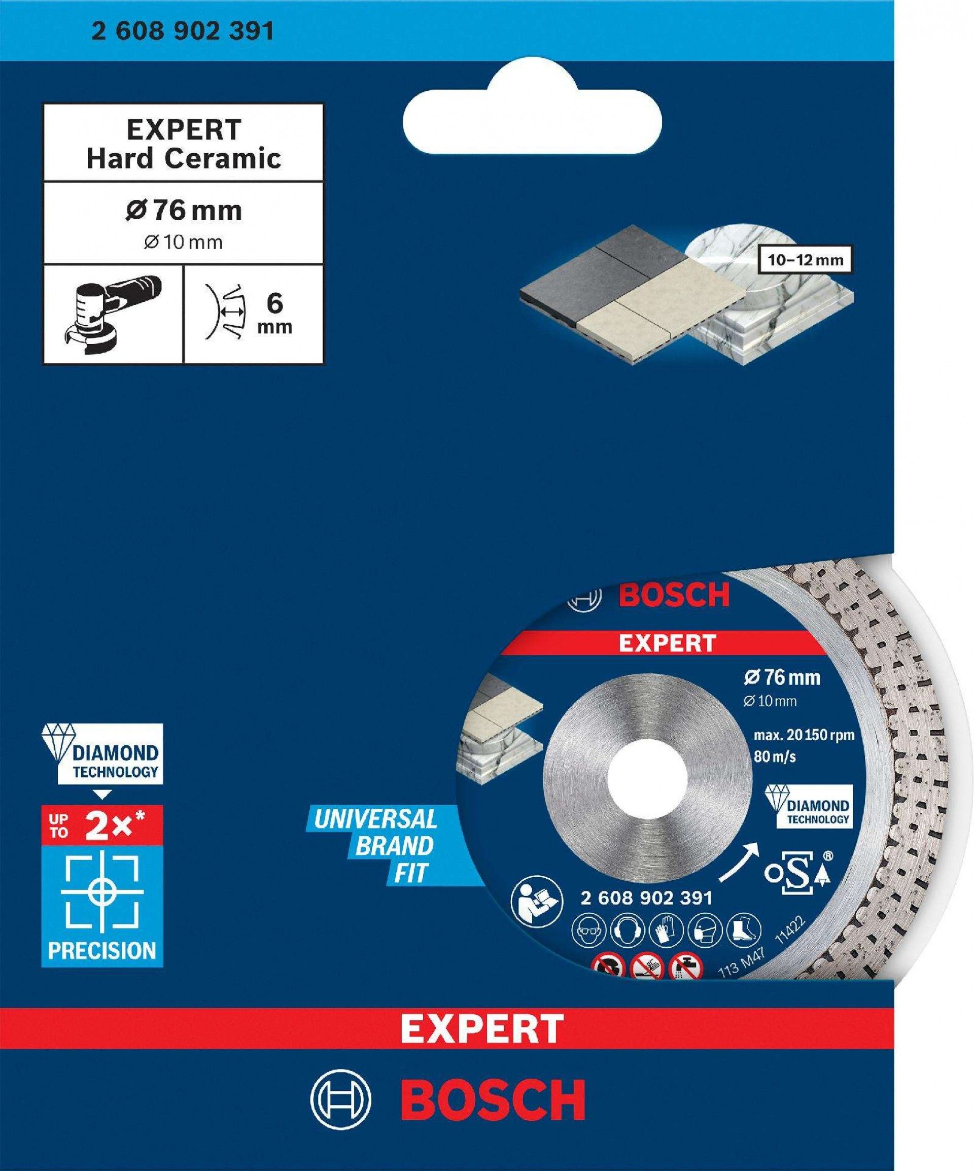 Disco de diamante de 76 mm EXPERT Hard Ceramic 76 x 1,5 x 10 mm refª 2608902391 BOSCH