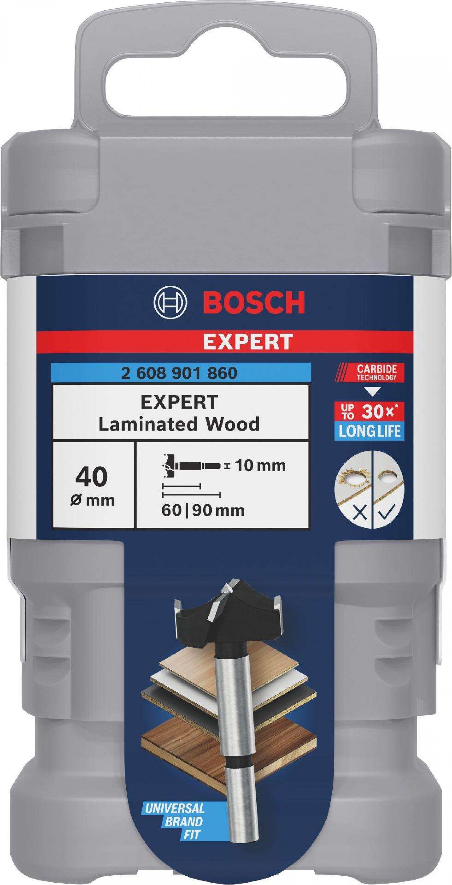 Fresa p/dobradiças EXPERT Laminated Wood, 40 x 60 x 90mm refª 2608901860 BOSCH