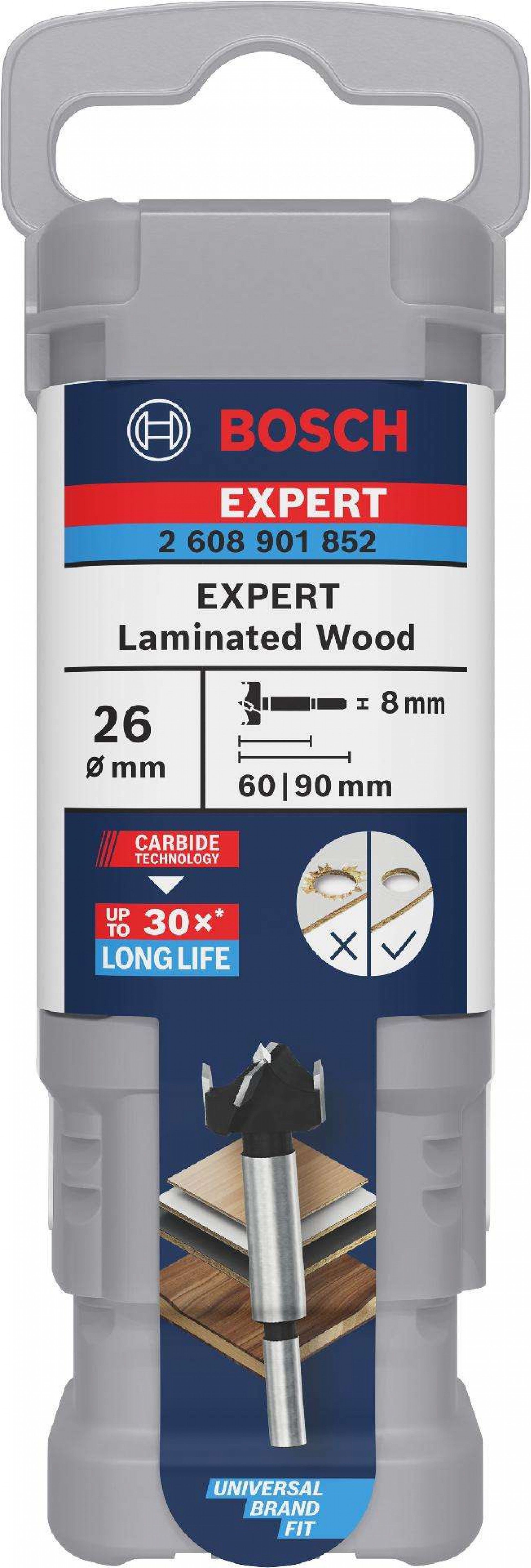 Fresa p/dobradiças EXPERT Laminated Wood, 26 x 60 x 90mm refª 2608901852 BOSCH