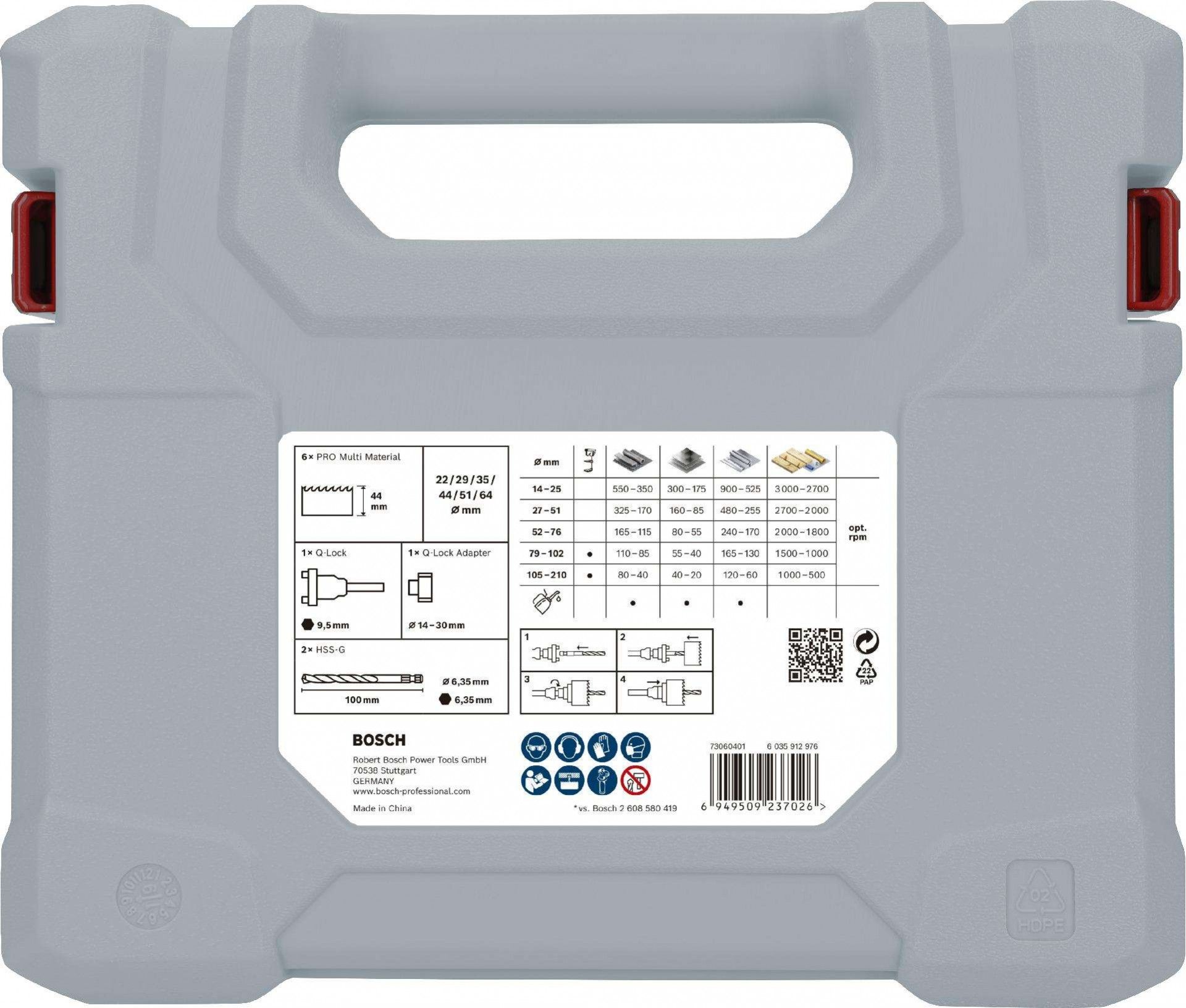 Conjunto de serras craneanas PRO Multi Material com eixo Q-Lock, 10 peças refª 2608901550 BOSCH