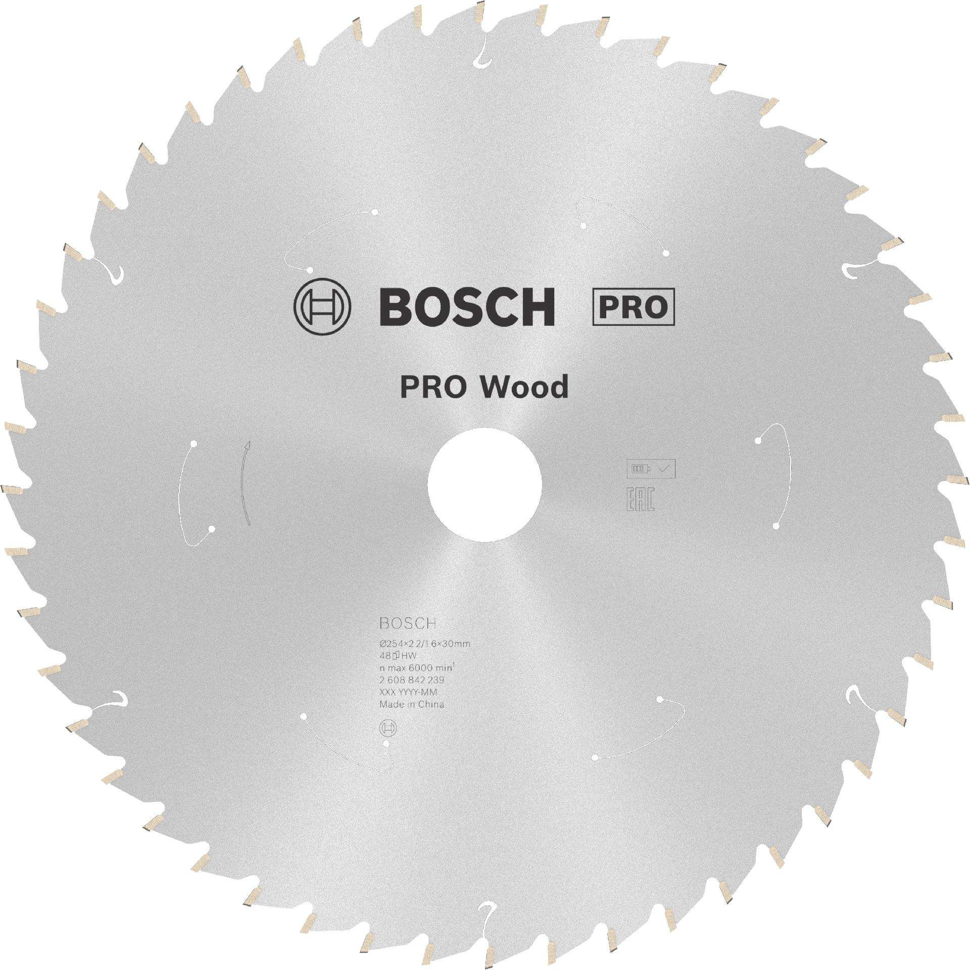 Disco PRO Wood cordless, 254 x 2,2 x 30 mm, T48 refª 2608842239 BOSCH