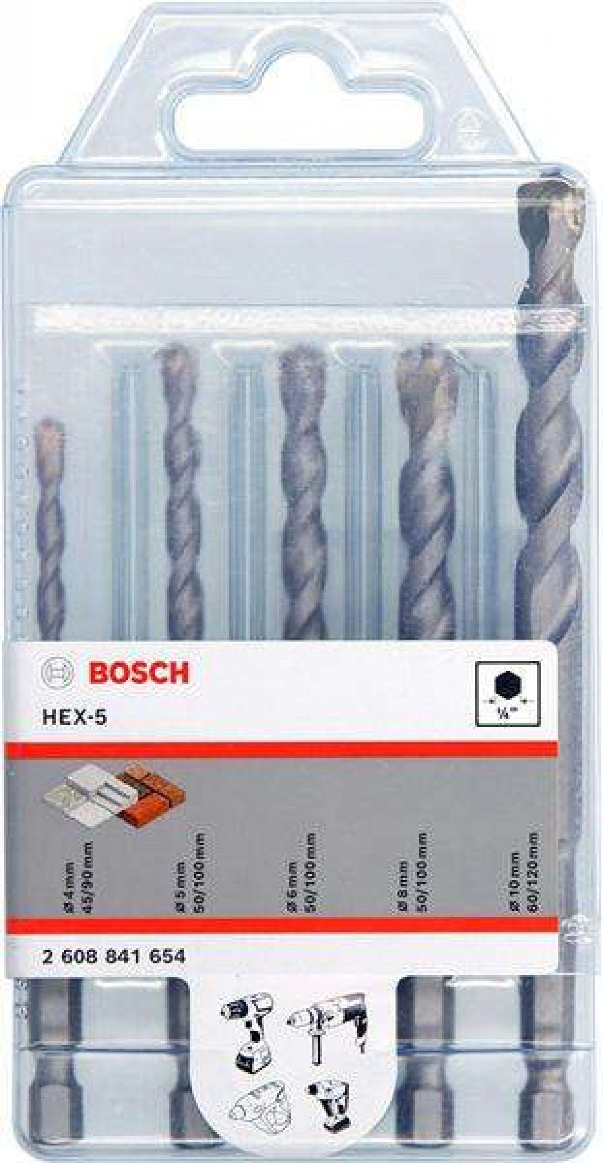 HEX-5 Concrete Drill Bit Set 5-piece refª 2608841654 BOSCH