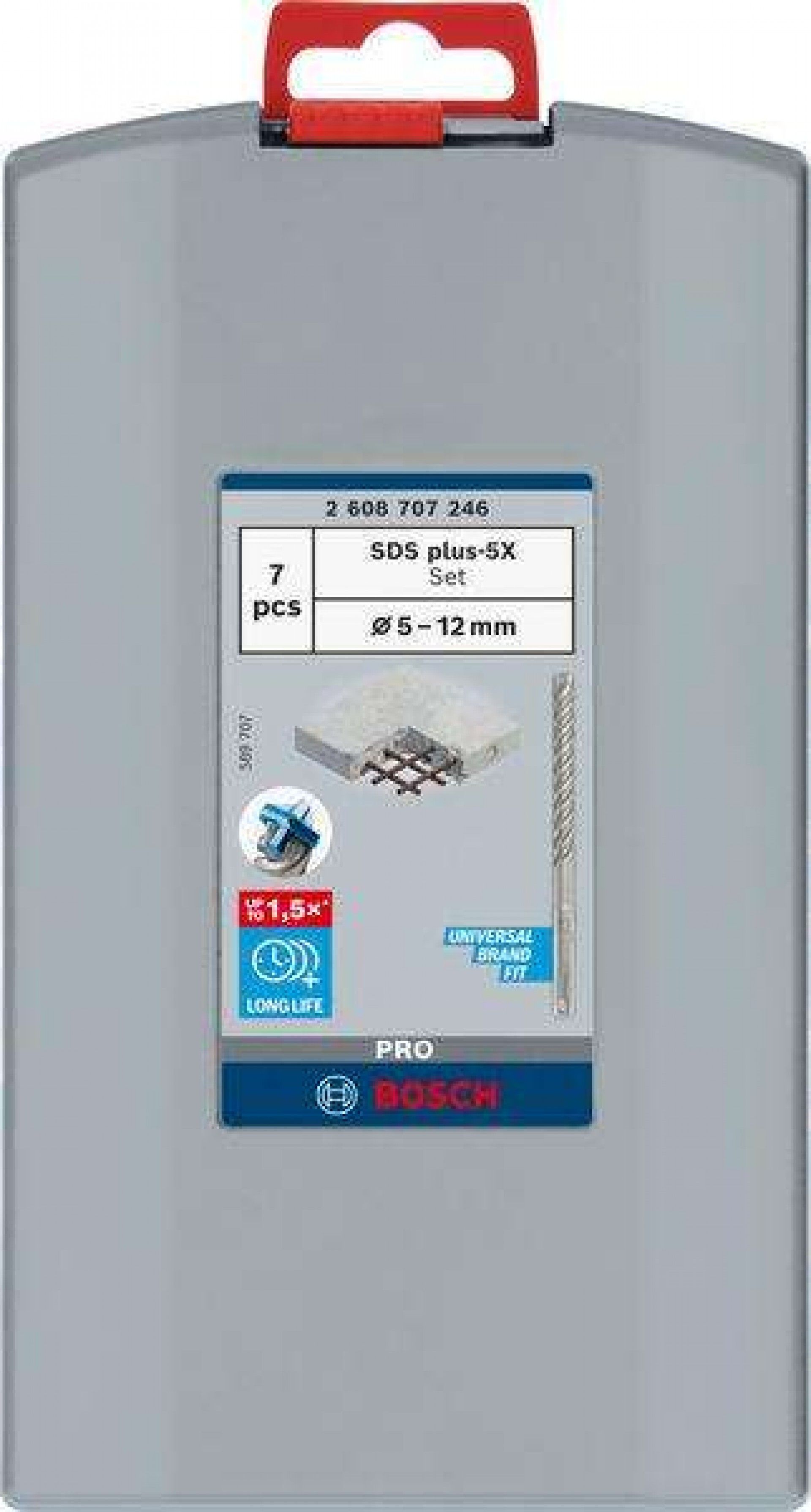 Conjunto de Broca PRO SDS plus-5X, 5/6/8/6/8/10/12 mm, 7 unid. refª 2608707246 BOSCH