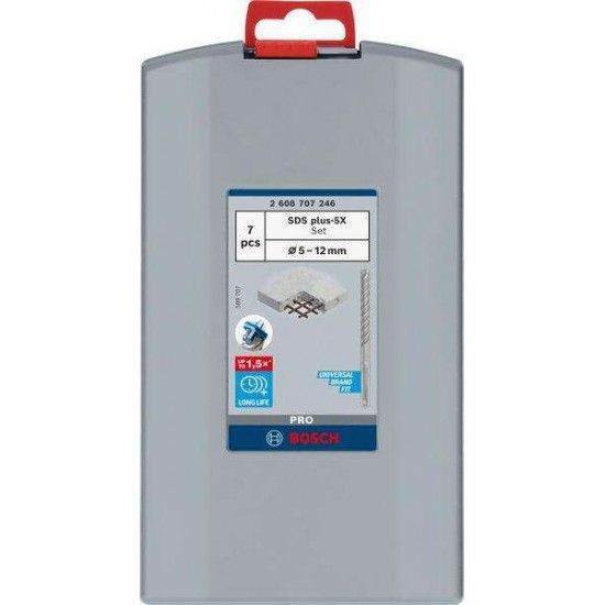 Conjunto de Broca PRO SDS plus-5X, 5/6/8/6/8/10/12 mm, 7 unid. ref 2608707246 BOSCH