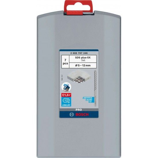 Conjunto de Broca PRO SDS plus-5X, 5/6/8/6/8/10/12 mm, 7 unid. ref 2608707246 BOSCH