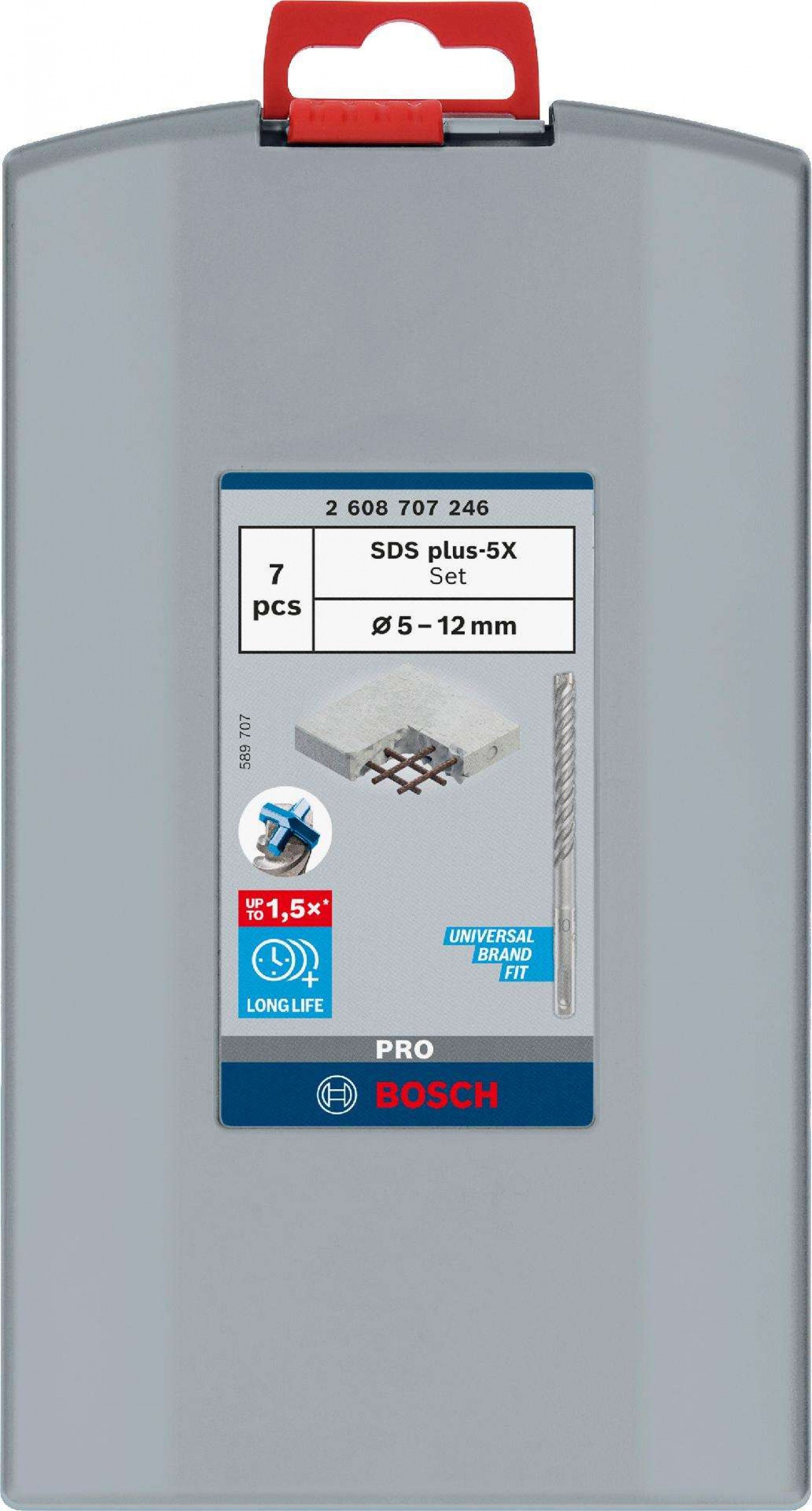 Conjunto de Broca PRO SDS plus-5X, 5/6/8/6/8/10/12 mm, 7 unid. refª 2608707246 BOSCH