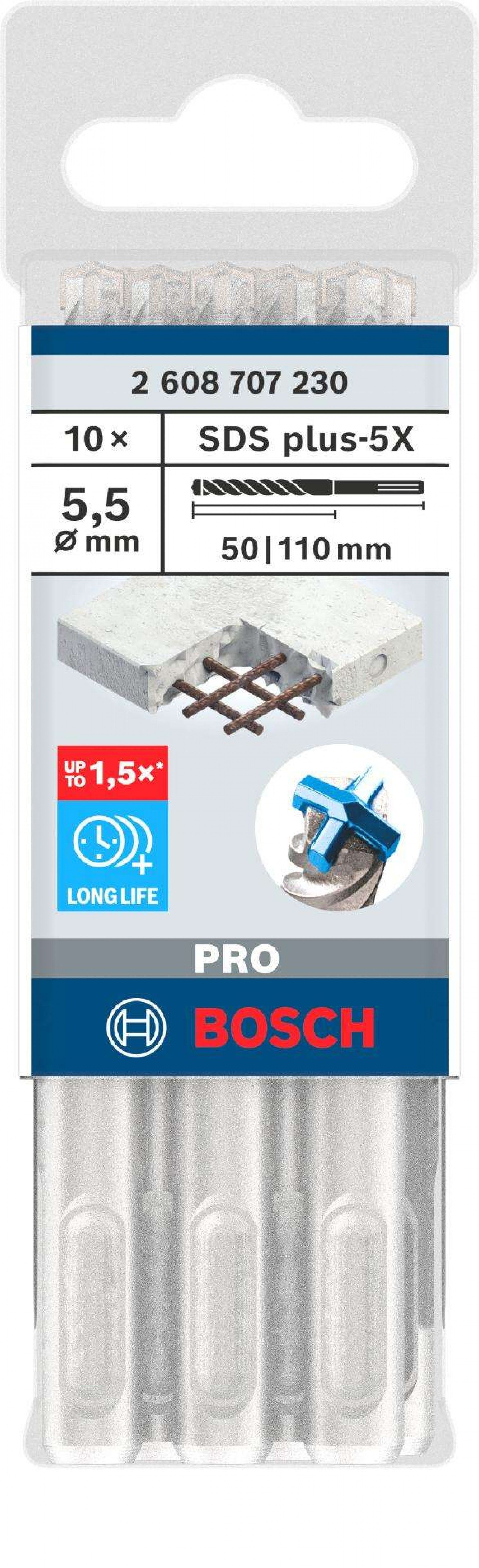Broca PRO SDS plus-5X, 5,5 x 50 x 110 mm refª 2608707230 BOSCH