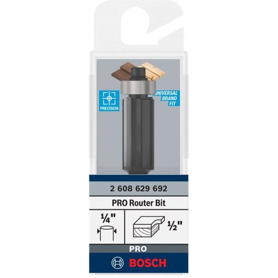 Fresa de alinhar com rolamento inferior para tupia PRO,  1/2? x C 1?, encabadouro de 1/4? ref 2608