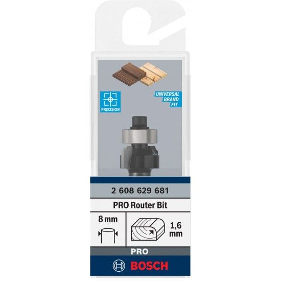 Fresa de arredondar para tupia PRO, R 1,6, encabadouro de 8mm ref 2608629681 BOSCH