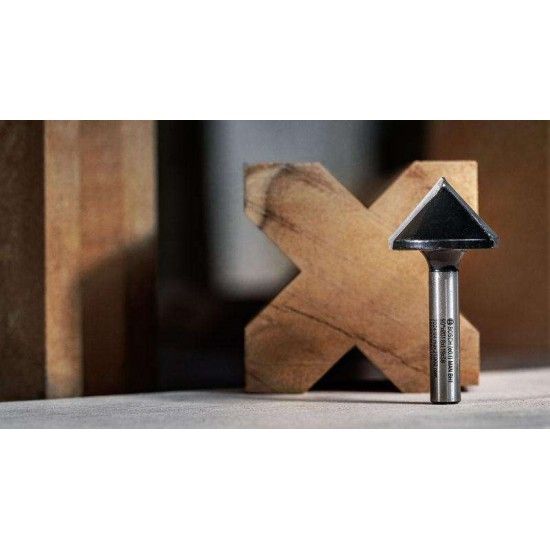 Fresa de ranhurar em V para tupia PRO, 90° x Ø 31,8, encabadouro de 8mm refª 2608629680 BOSCH Fresa de ranhurar em V para tupia PRO, 90° x Ø 31,8, encabadouro de 8mm refª 2608629680 BOSCH