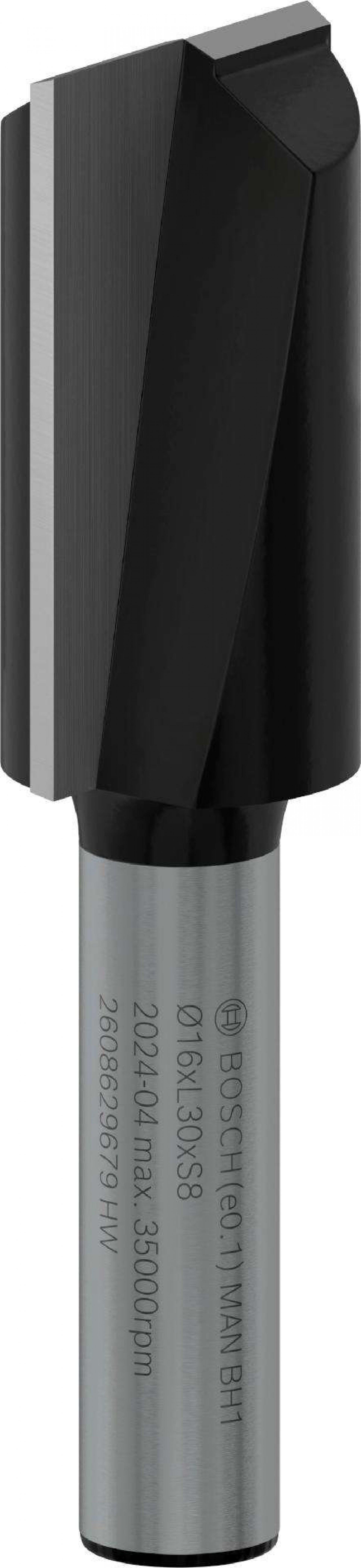 Fresa direita para tupia PRO, dois canais, Ø 16 x C 30, encabadouro de 8mm refª 2608629679 BOSCH