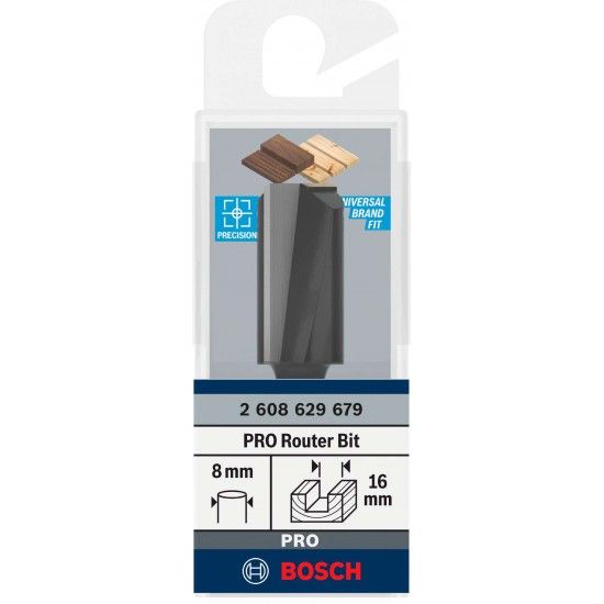 Fresa direita para tupia PRO, dois canais,  16 x C 30, encabadouro de 8mm ref 2608629679 BOSCH