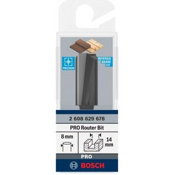 Fresa direita para tupia PRO, dois canais,  14 x C 30, encabadouro de 8mm ref 2608629678 BOSCH