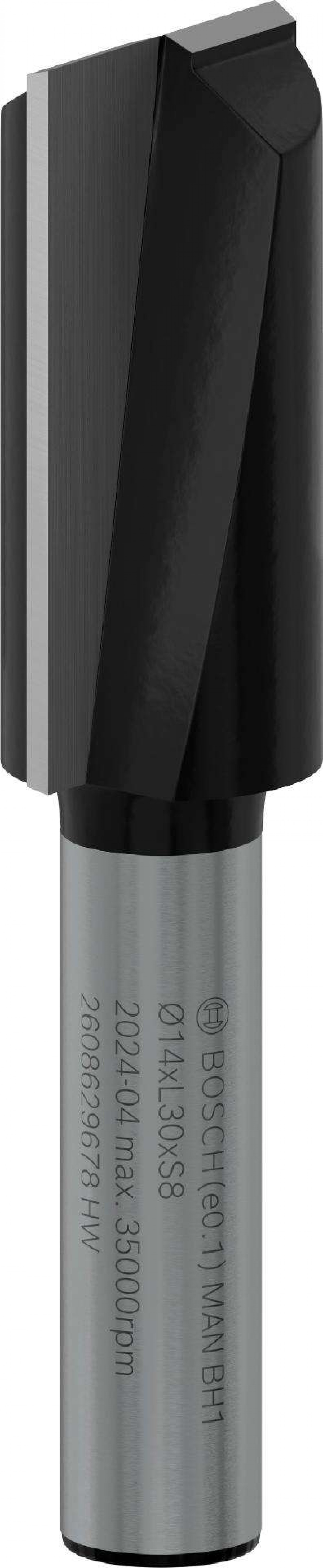 Fresa direita para tupia PRO, dois canais, Ø 14 x C 30, encabadouro de 8mm refª 2608629678 BOSCH