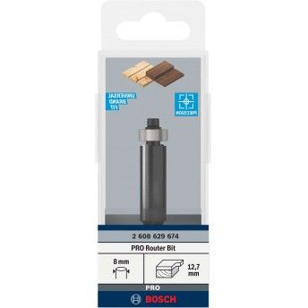 Fresa de alinhar com rolamento inferior para tupia PRO,  12,7 x C 40, encabadouro de 8mm ref 26086