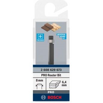 Fresa de alinhar com rolamento inferior para tupia PRO,  6,35 x C 20, encabadouro de 8mm ref 26086